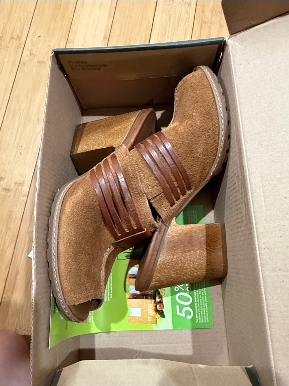 Timberland Women's Tan Suede Block Heel Mules